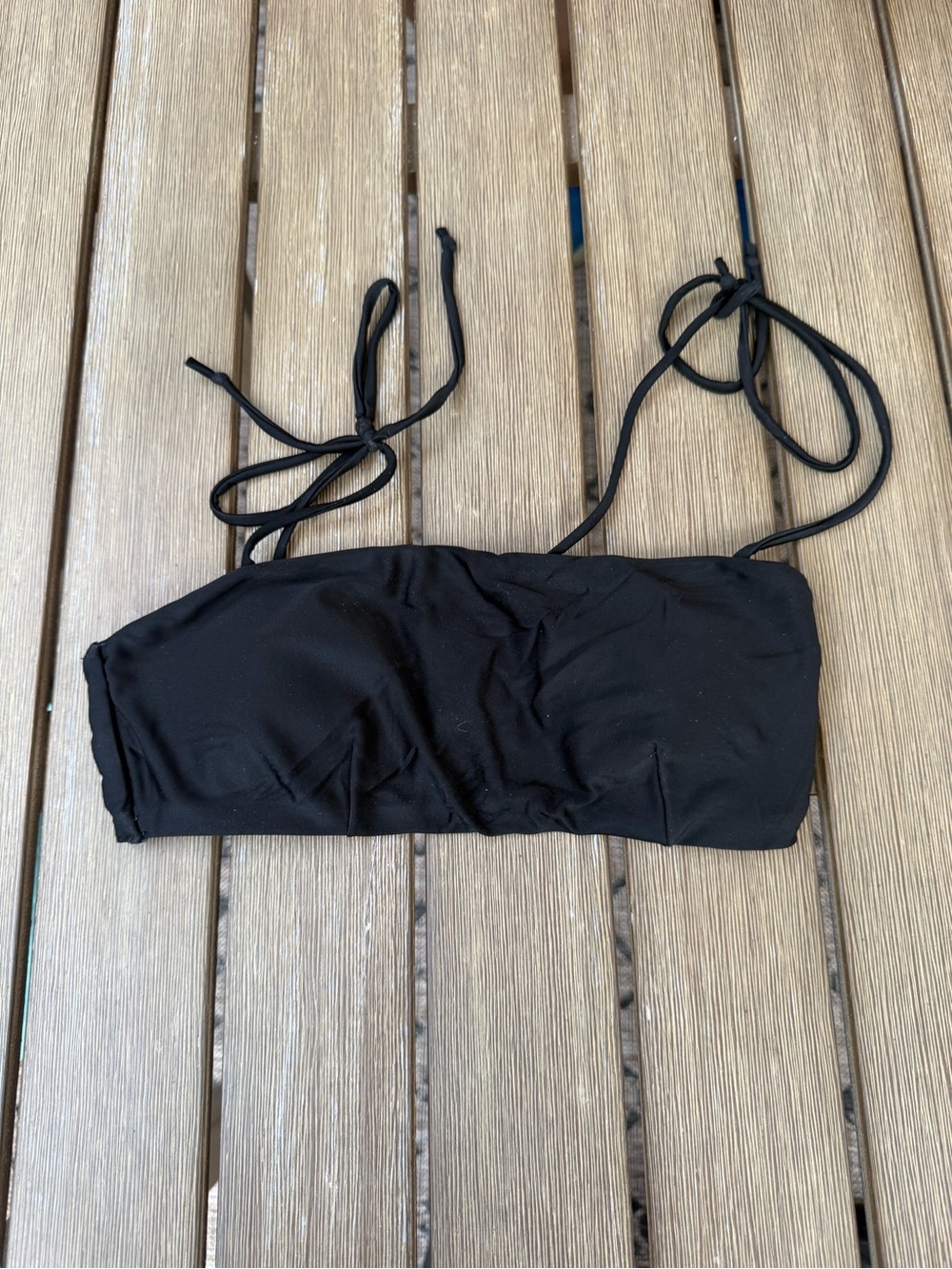 Express Black Bandeau Bikini Top with Tie Straps